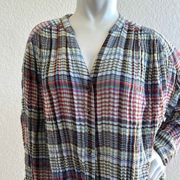 Free People Come On Over Plaid Button Down Shirt - Picture 5 of 12
